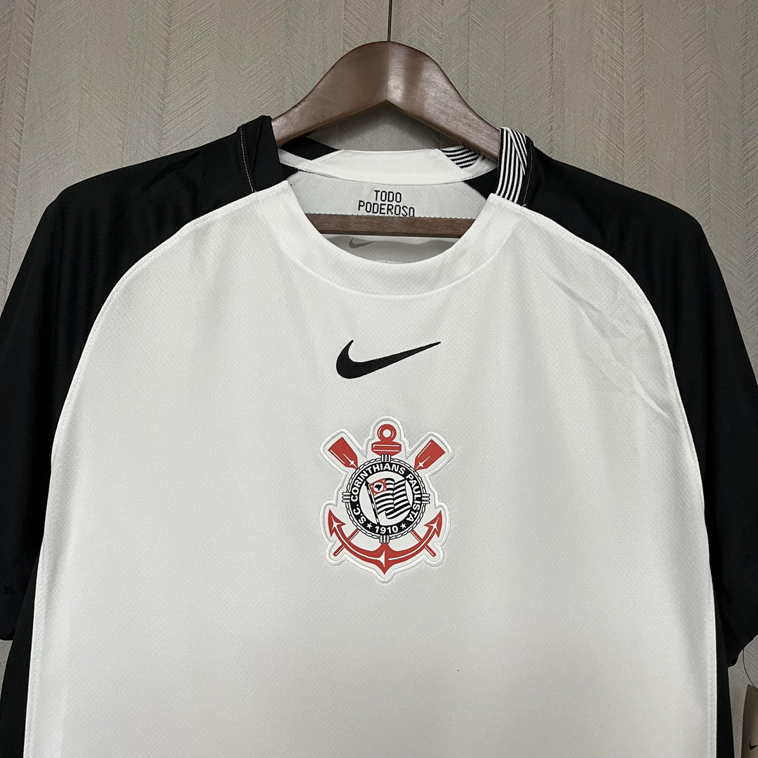 Camisa Corinthians Titular 25/26 - Branco e Preto