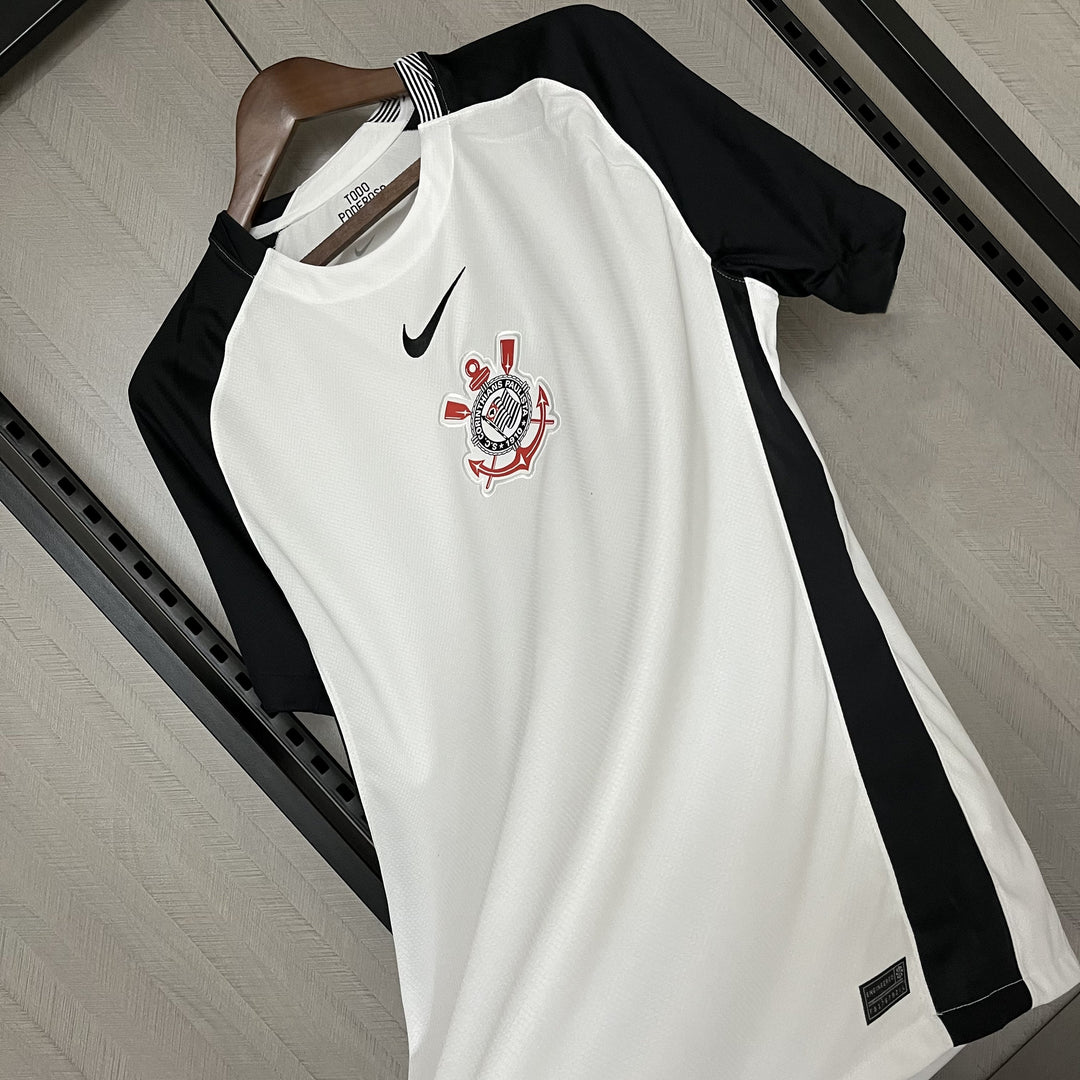Camisa Corinthians Titular 25/26 - Branco e Preto
